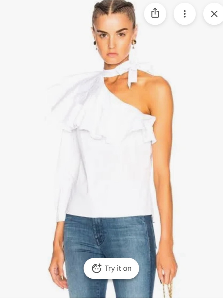 White One-Shoulder Ruffle Top With Neck Tie